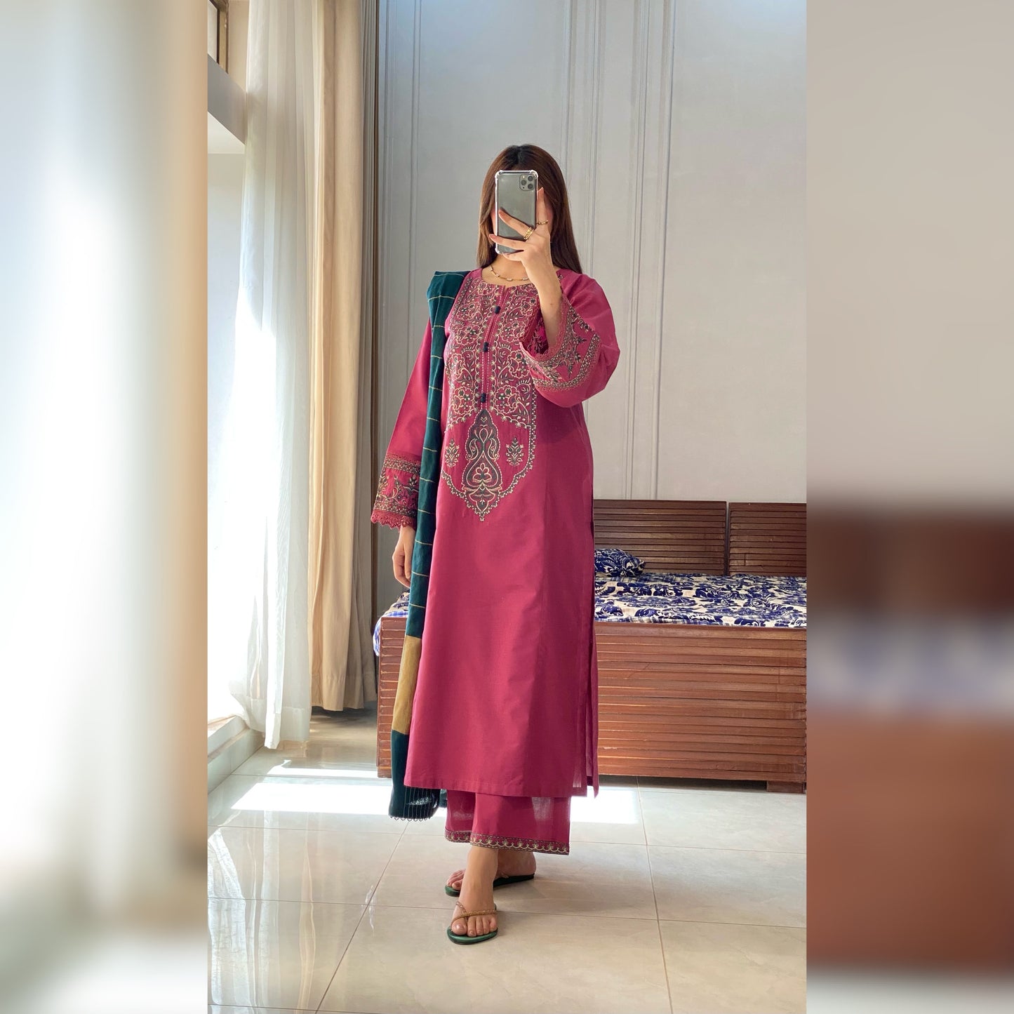 Queen Embroidered 3PC