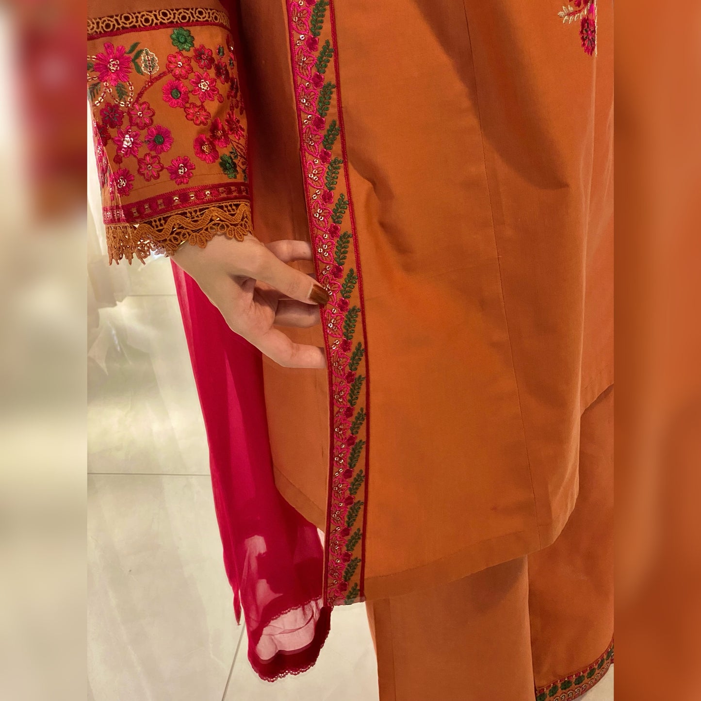 Amber Rust Embroidered 3PC