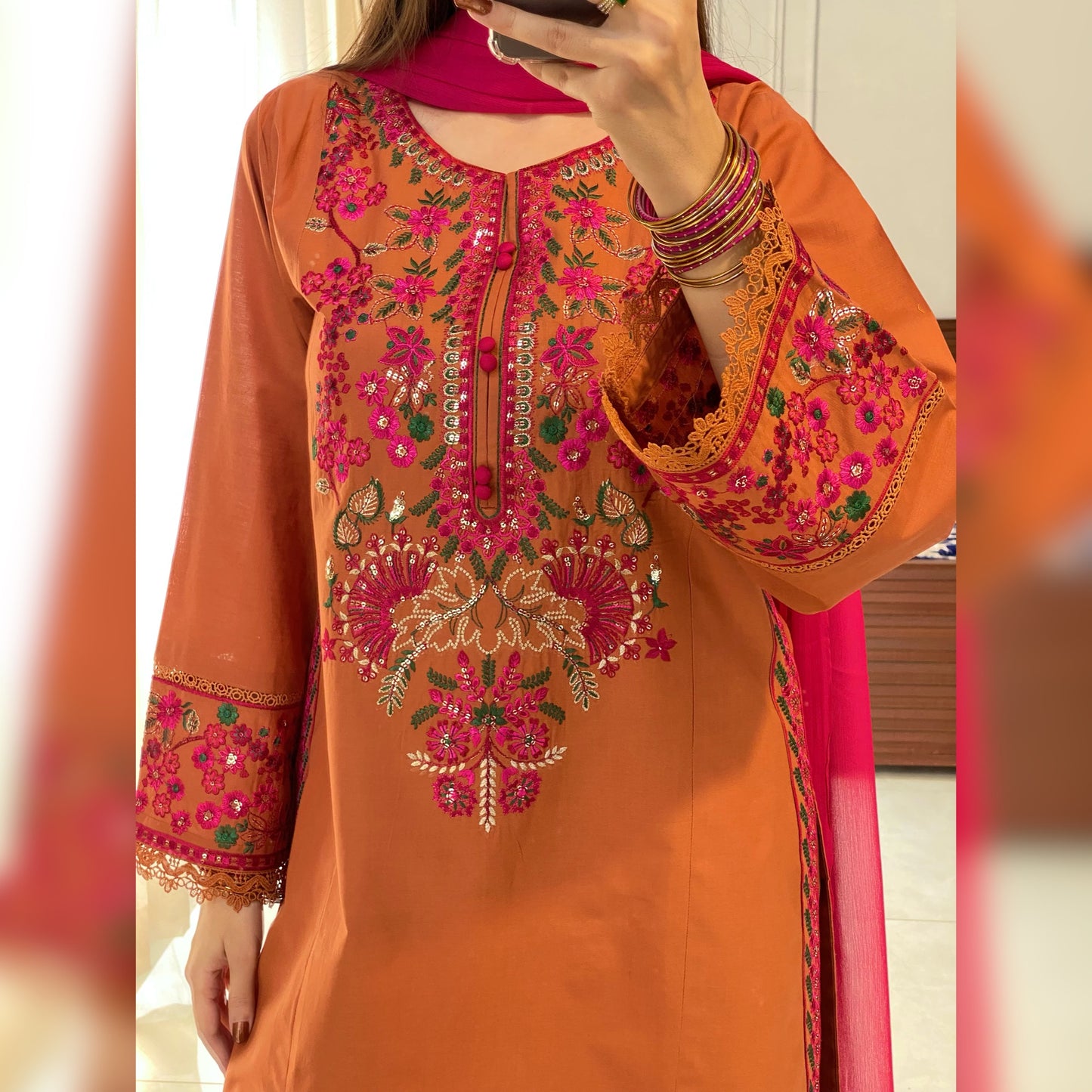 Amber Rust Embroidered 3PC