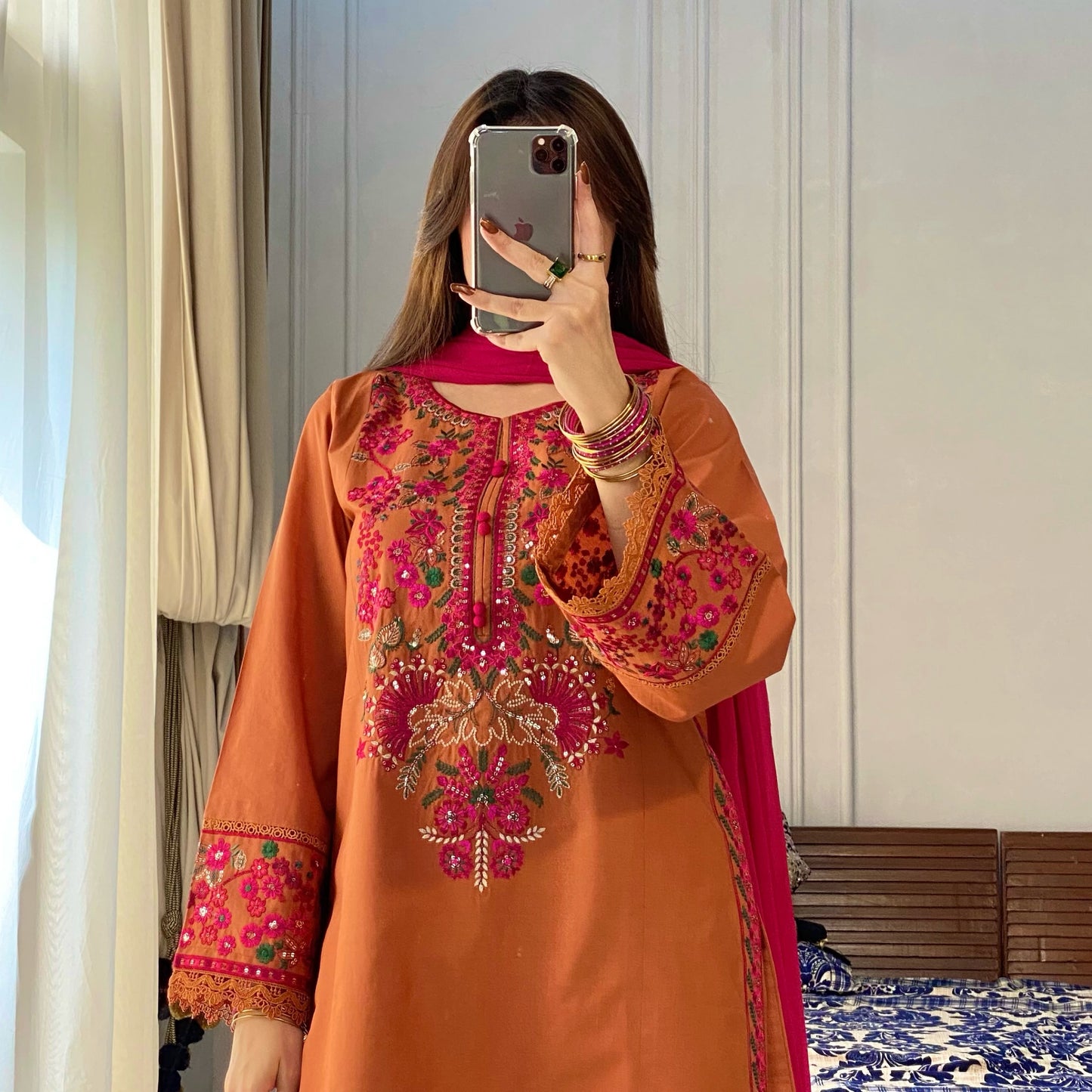 Amber Rust Embroidered 3PC