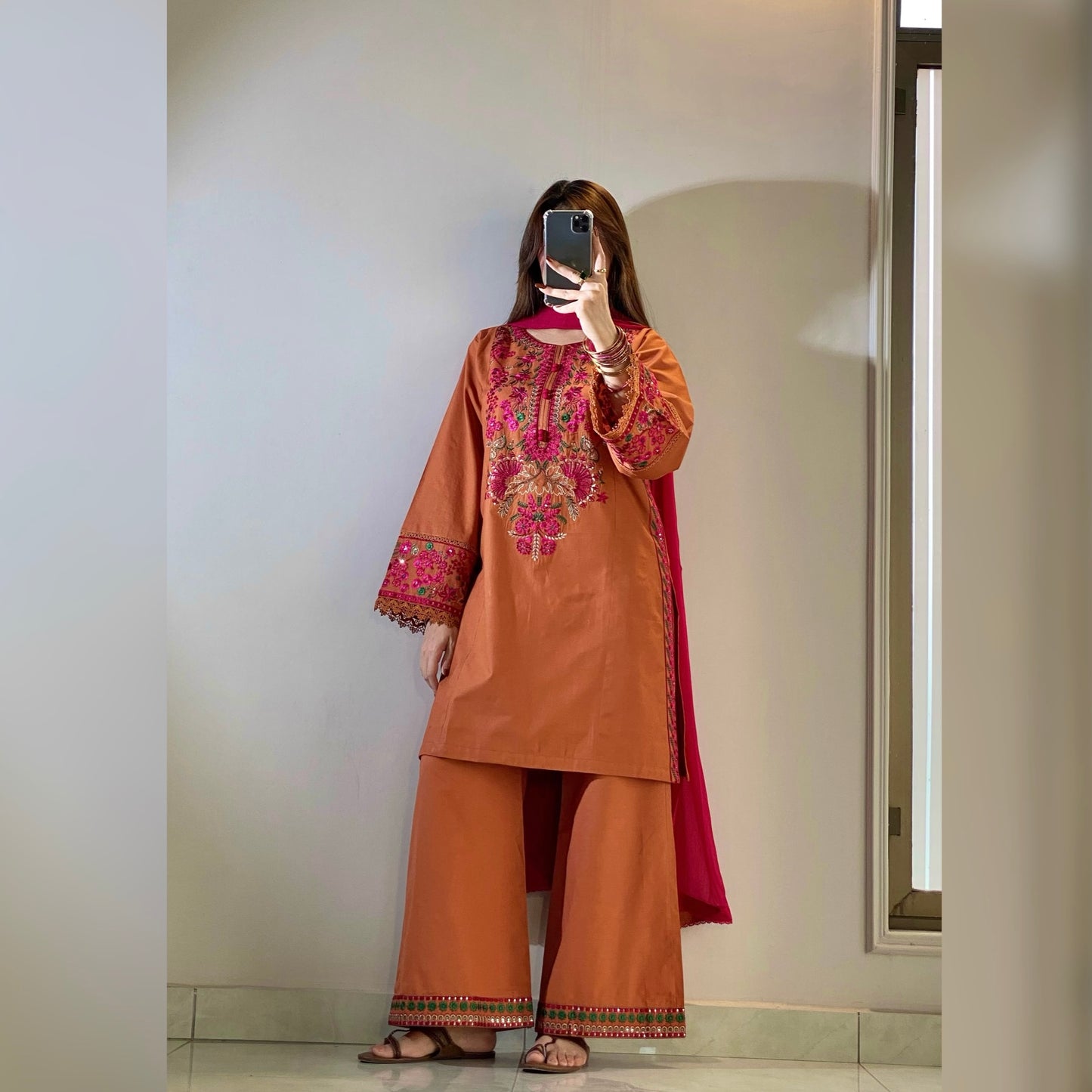 Amber Rust Embroidered 3PC
