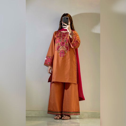 Amber Rust Embroidered 3PC