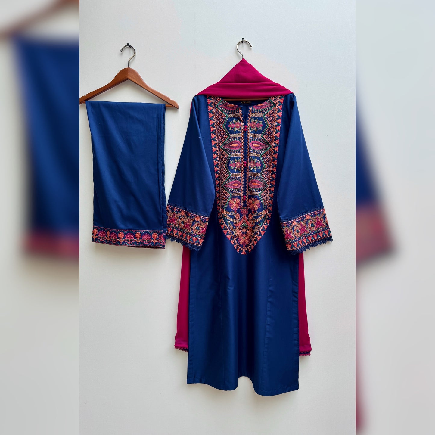 Spectrum Blue Embroidered 3PC