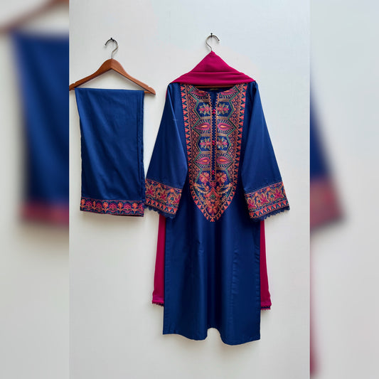 Spectrum Blue Embroidered 3PC