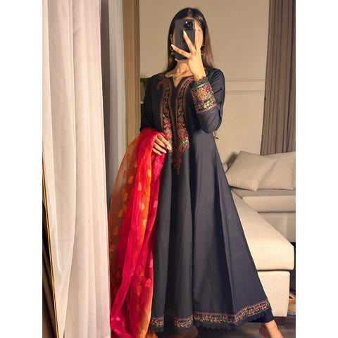 Multi Black Embroidered 3PC