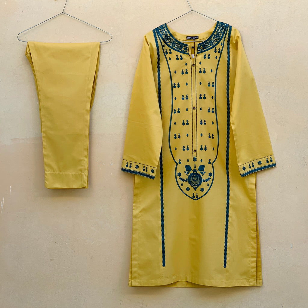 Yellow Lawn Embroidered 2PC