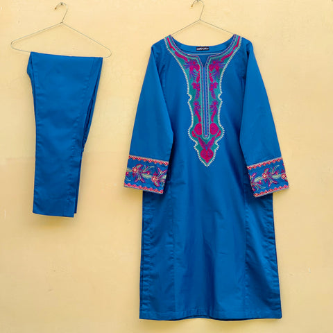 Blue Summer Embroidered 2PC